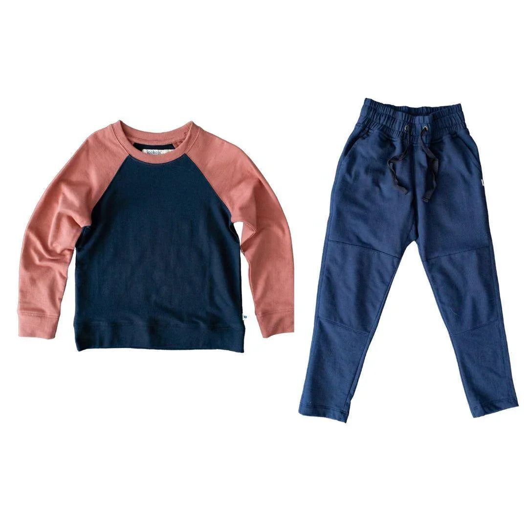 Stevie Colorblock Sweatshirt with Kai Sweatpants in Navy