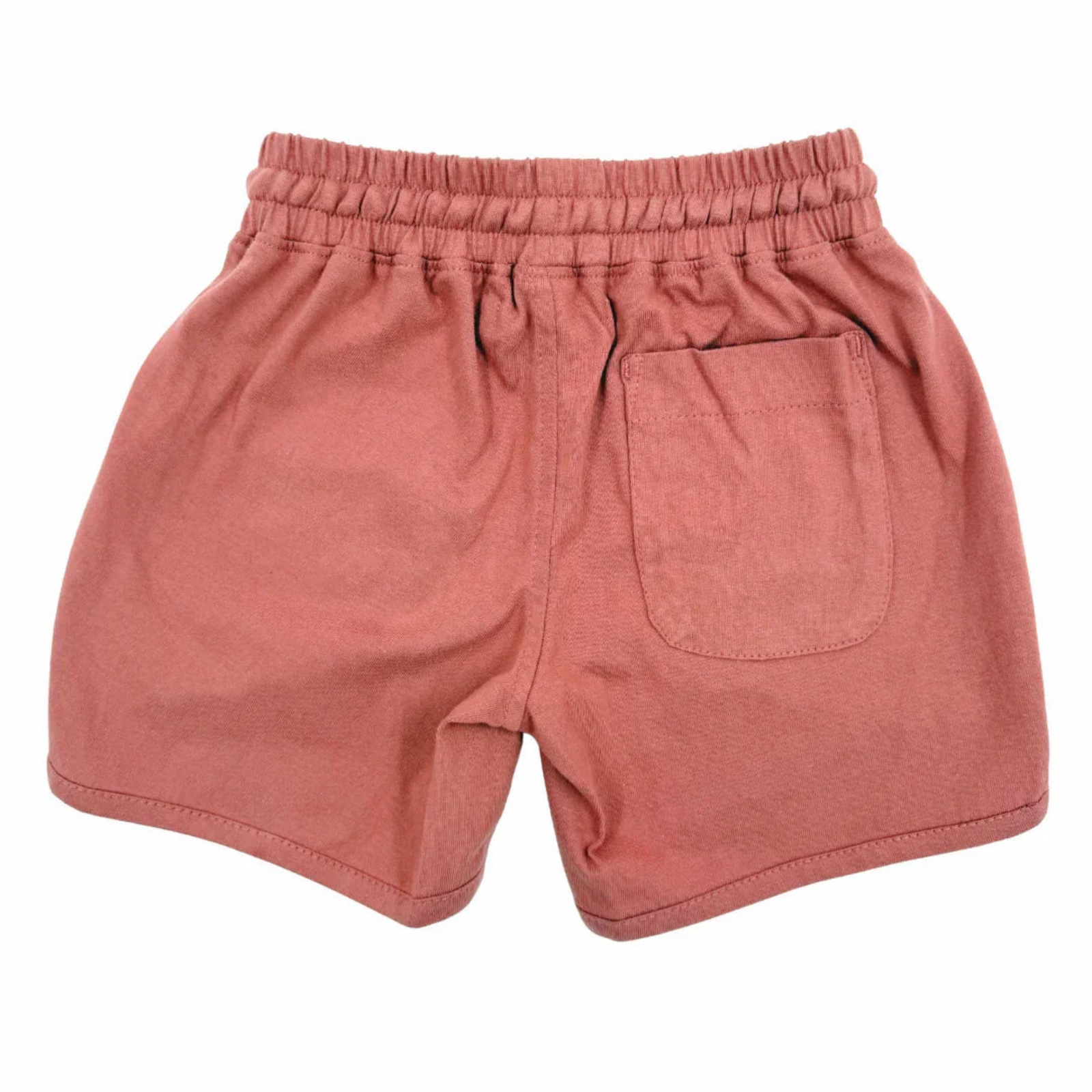 Dusty rose kids shorts with elastic waist and back pocket, comfortable active wear