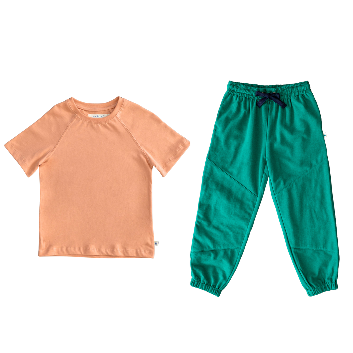 Frankie T-shirt &amp; James Pant Set in Sherbet &amp; Hunter Green