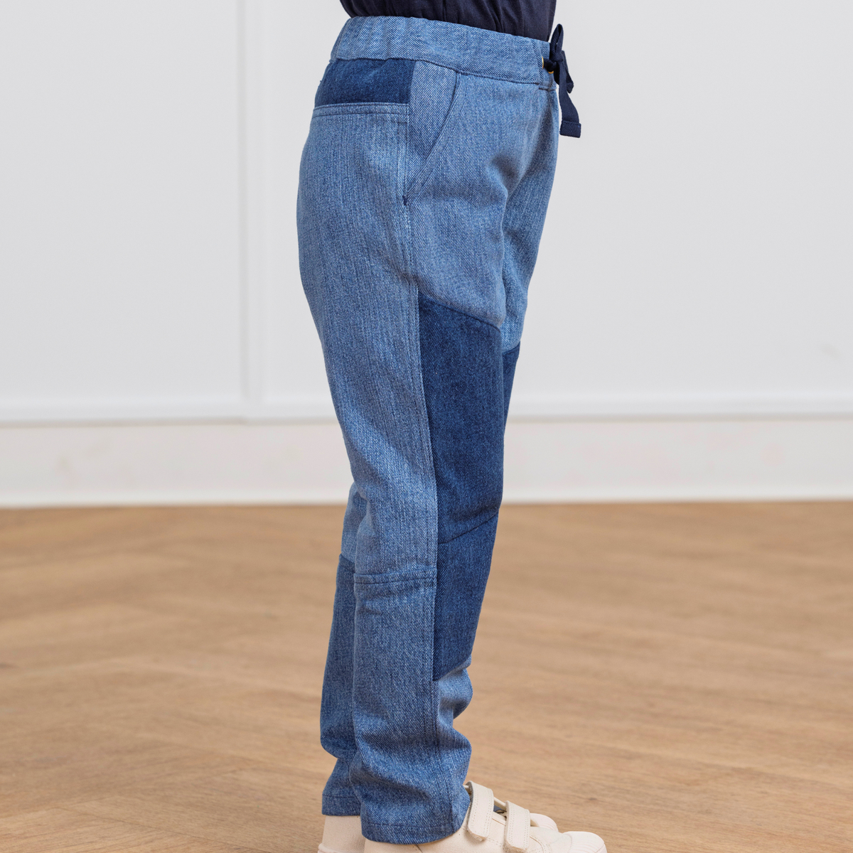 Kids' durable denim joggers with drawstring waist and reinforced knees for active play