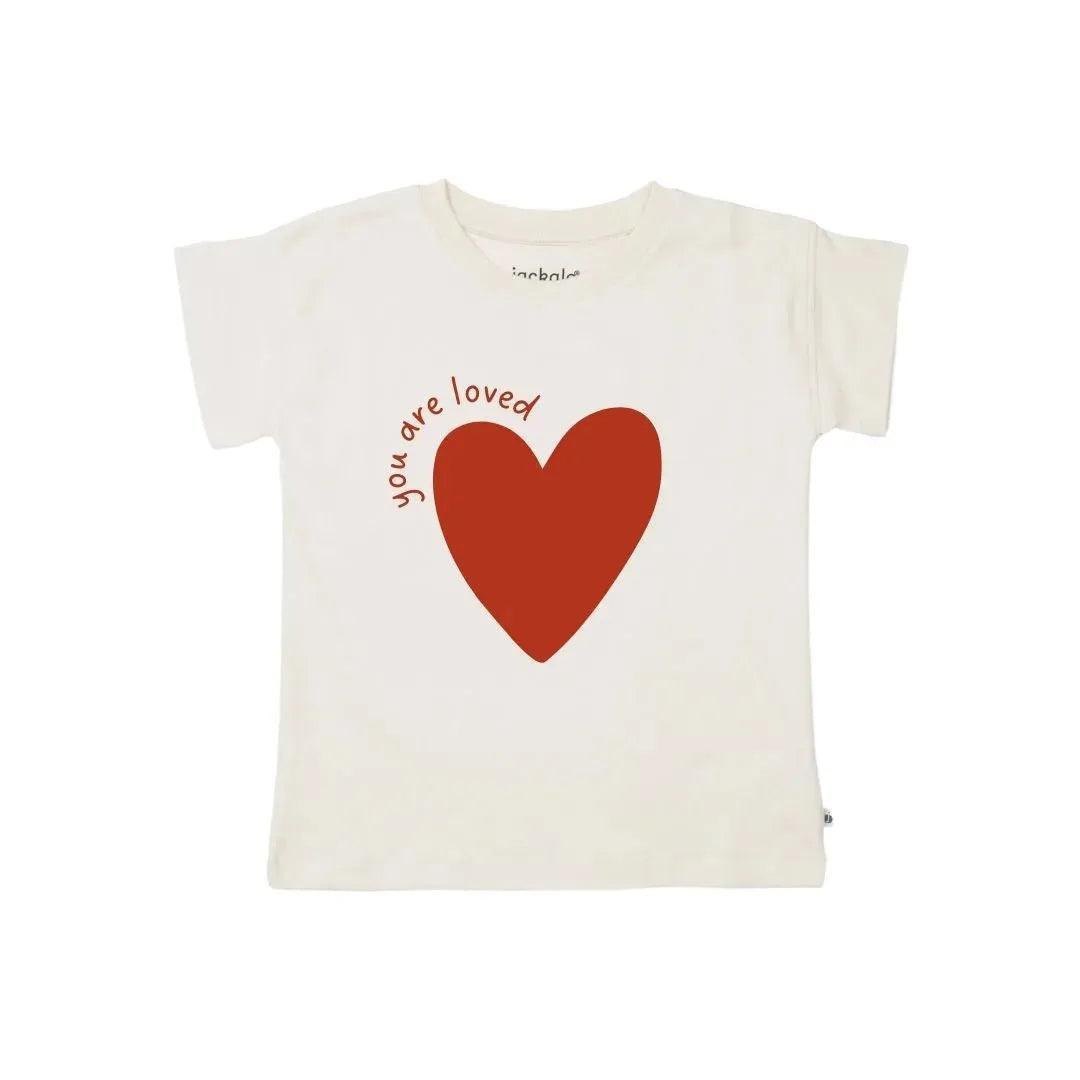 White shirt with &quot;You are loved&quot; design