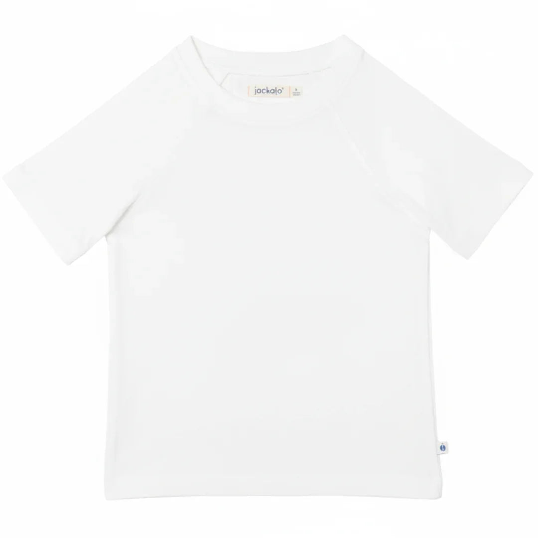 White kids' short-sleeve t-shirt, soft and sustainable for active play