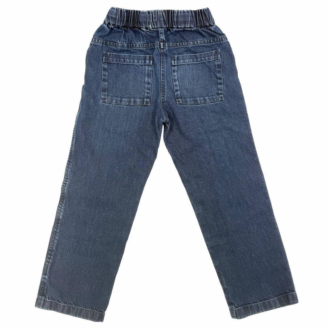 Kids' dark denim jogger pants with elastic waist and drawstring, durable and comfortable for active play