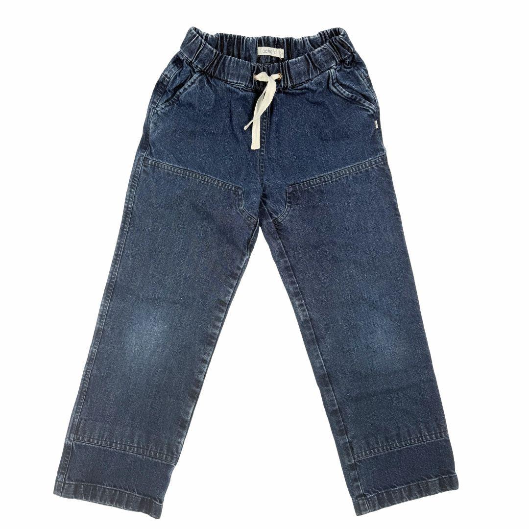 Kids' dark denim jogger pants with elastic waist and drawstring, durable and comfortable for active play