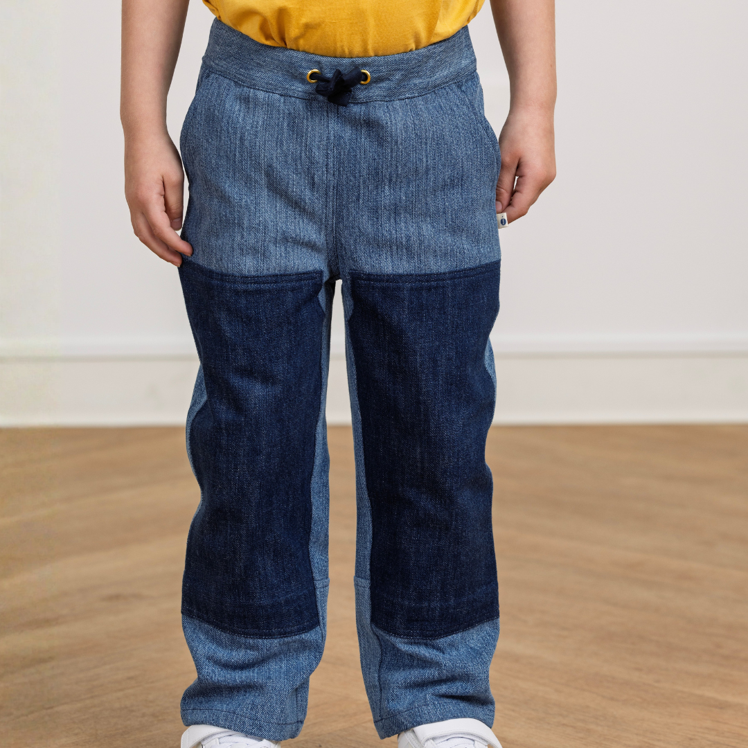 Kids' durable denim pants with reinforced knees, perfect for active play and everyday wear.