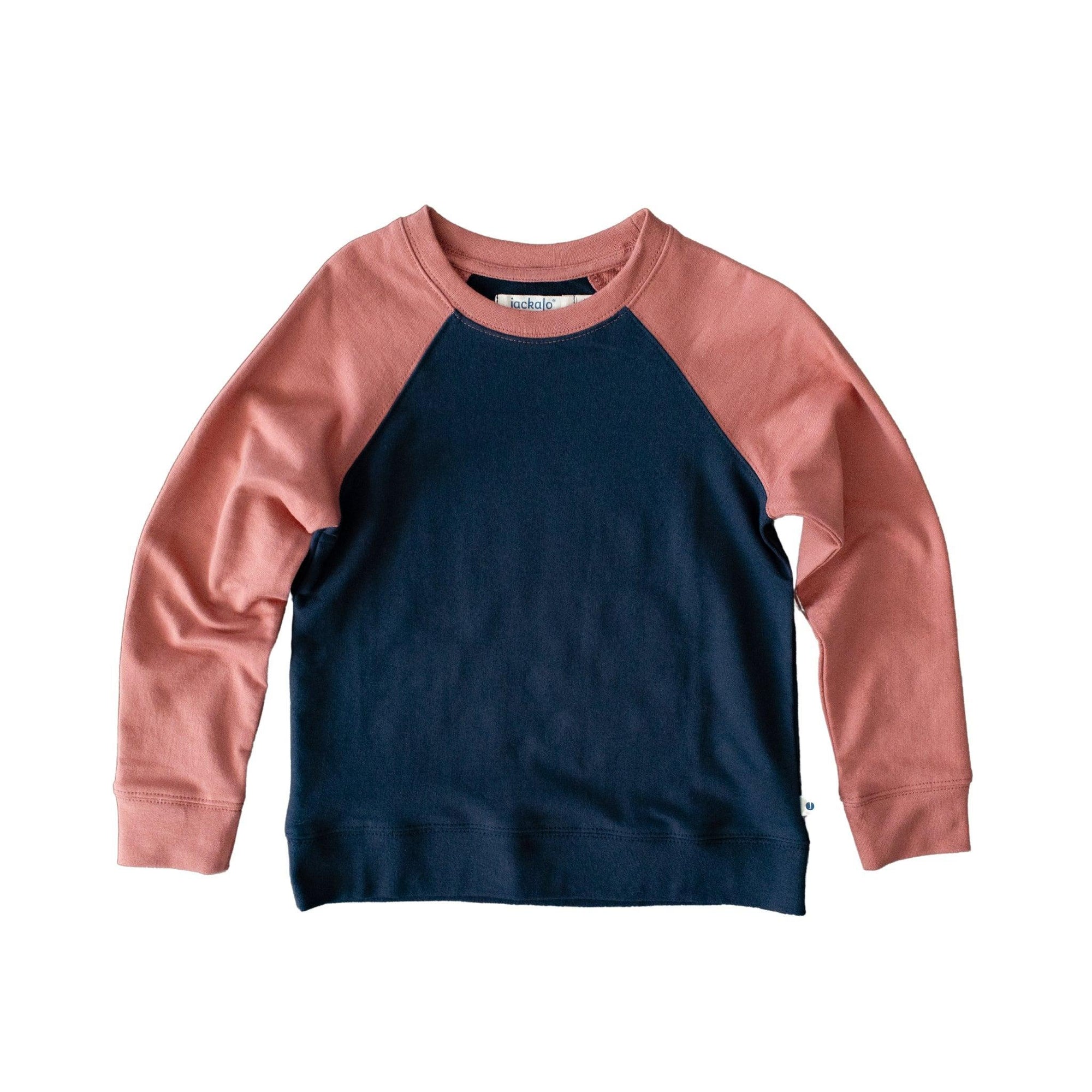 Stevie Raglan Sweatshirt - Navy & Rose Color Block - Jackalo