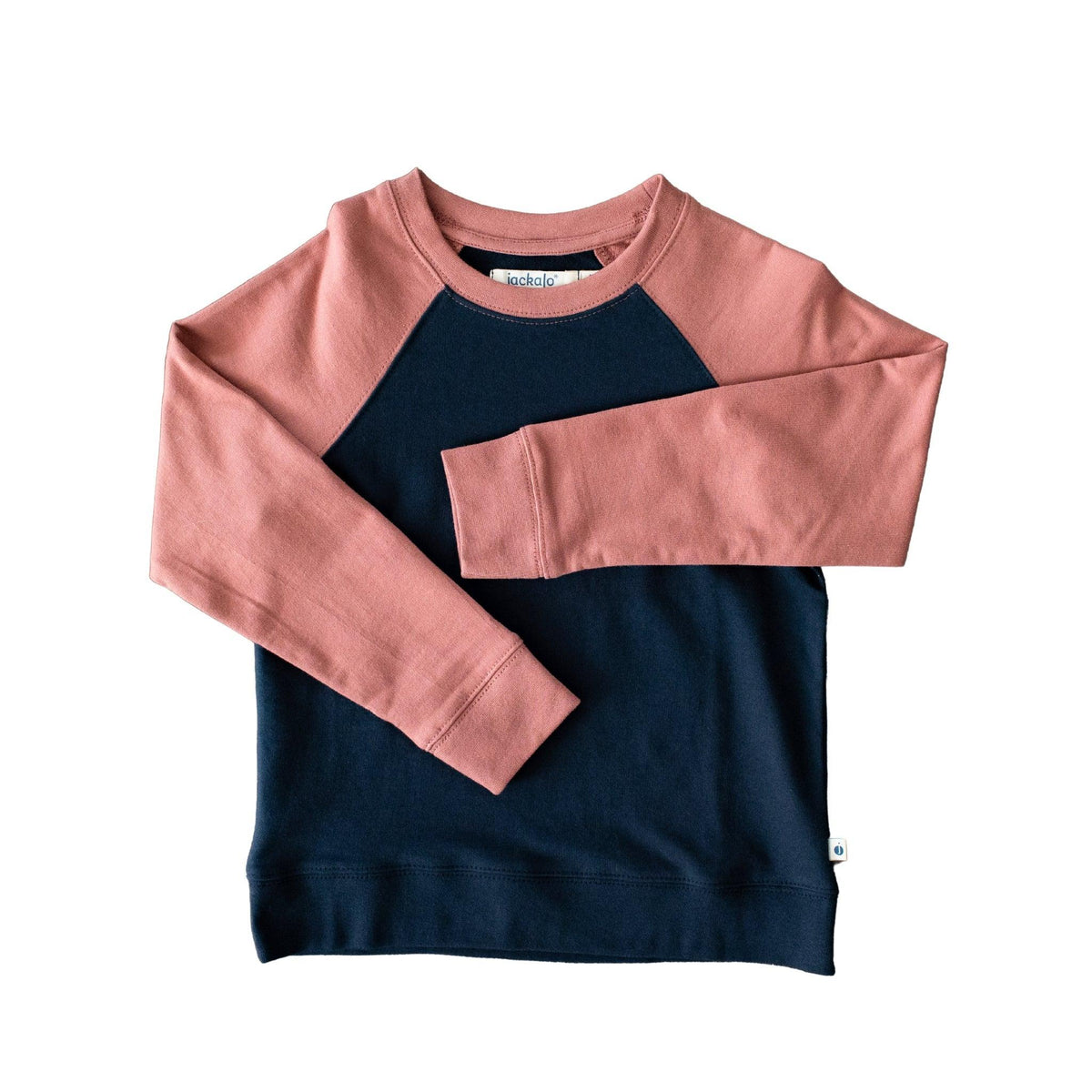 Stevie Raglan Sweatshirt - Navy &amp; Rose Color Block - Jackalo