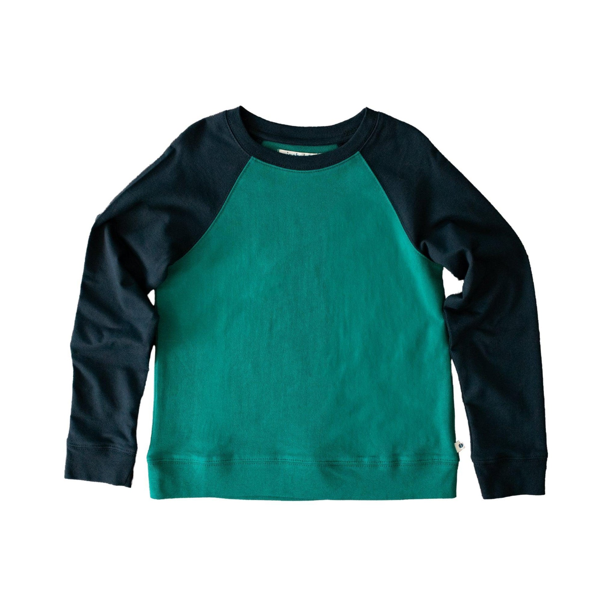 Stevie Raglan Sweatshirt - Hunter Green & Navy Color Block - Jackalo