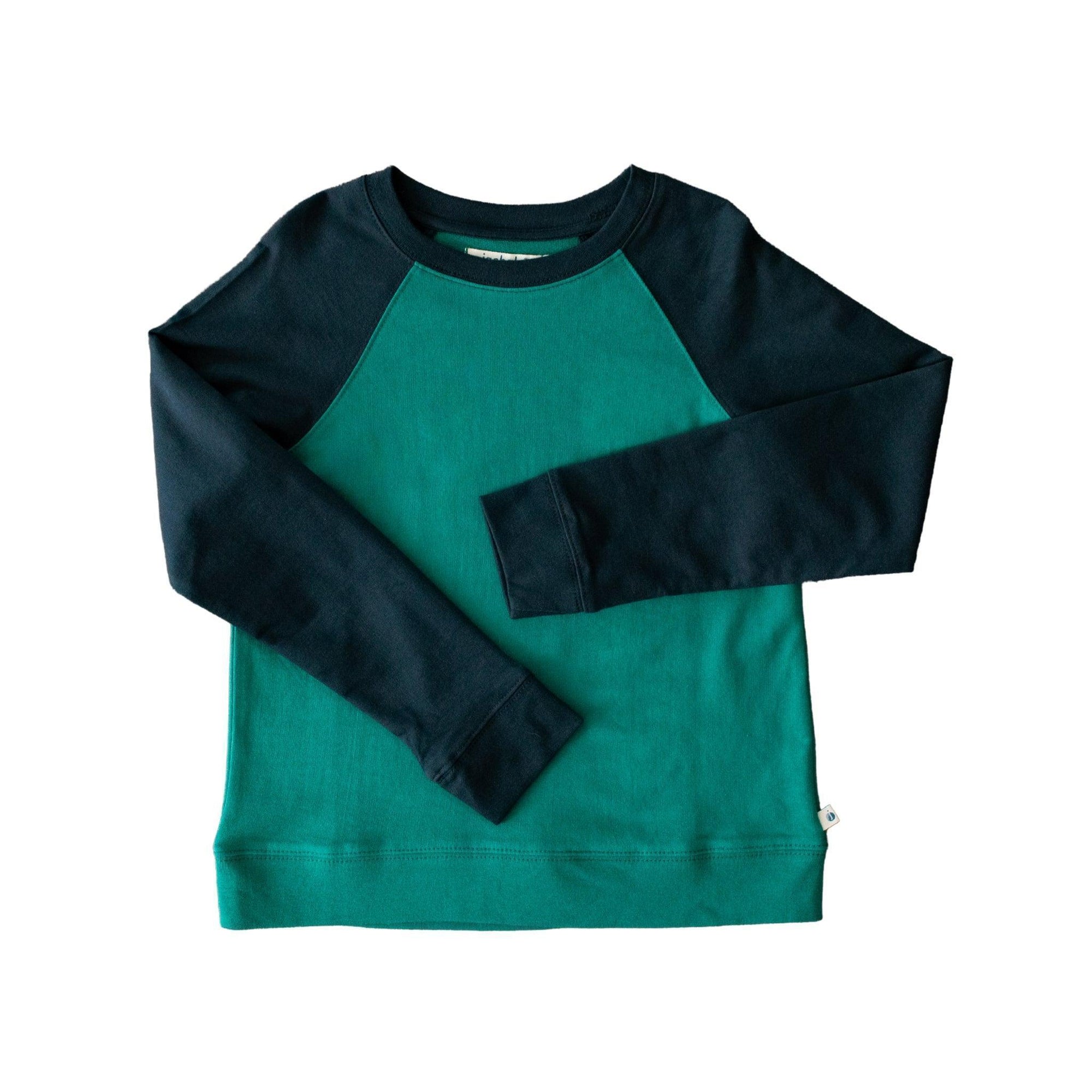 Stevie Raglan Sweatshirt - Hunter Green & Navy Color Block - Jackalo