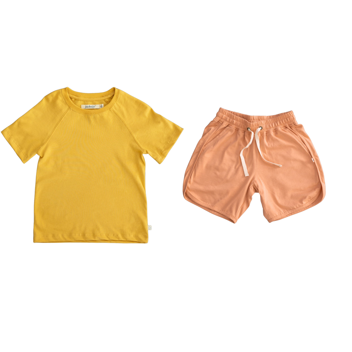 Frankie T-shirt &amp; Ollie Short Set in Ochre &amp; Sherbet