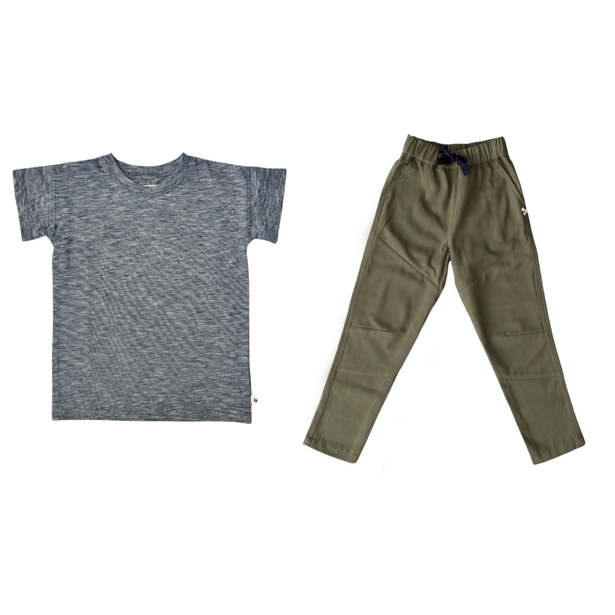 Brooklyn T-Shirt in Navy &amp; Ash Pant in Olive Set