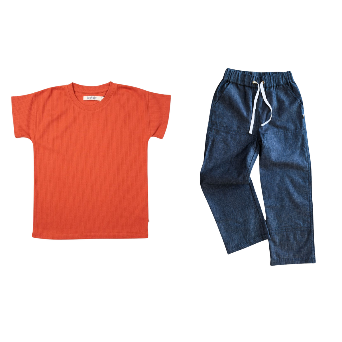 Brooklyn T-Shirt in Persimmon &amp; Jules Light Denim Set