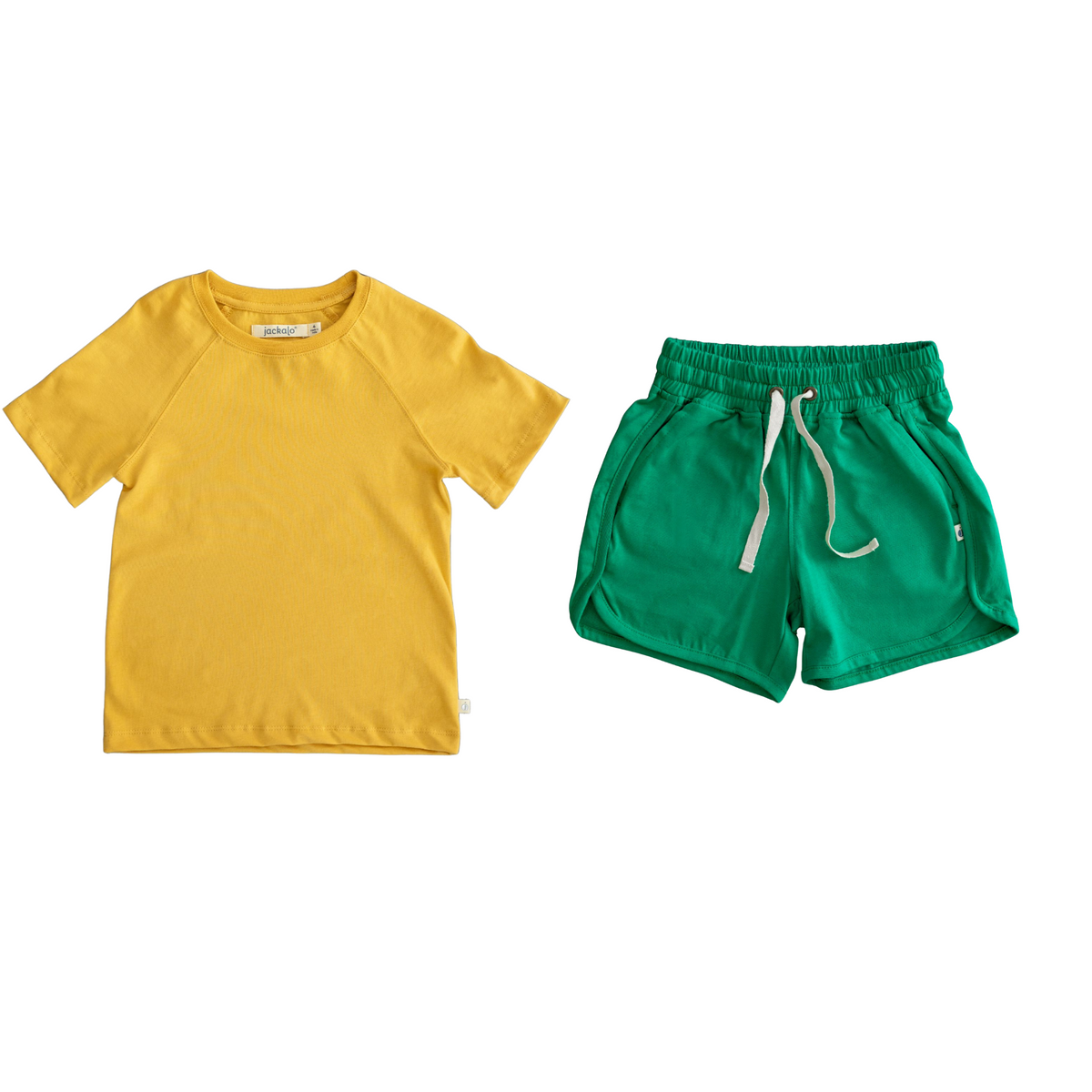 Frankie T-shirt &amp; Ollie Short Set in Ochre &amp; Parakeet