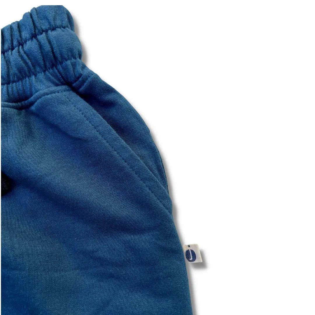 Zoomed photo of blue sweatpants