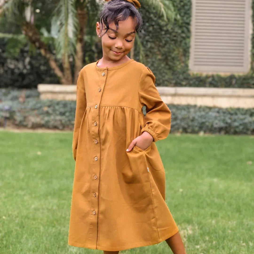 Long-Sleeved Jo Dress- Acorn - Jackalo